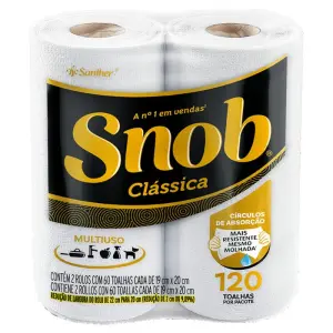 Papel Toalha Snob Branca - 60 Folhas 12X02
